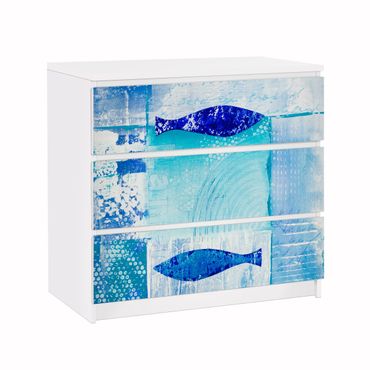 Papier adhésif pour meuble IKEA - Malm commode 3x tiroirs - Fish In The Blue