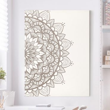 Impression sur toile - Mandala Illustration Shabby Beige White