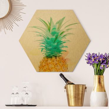 Hexagone en alu Dibond - Pineapple Watercolour