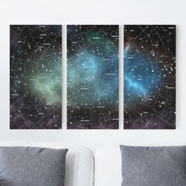 Impression sur toile 3 parties - Stellar Constellation Map Galactic Nebula