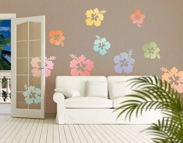 Sticker mural - No.547 Hibiscus Flowers In Pastells
