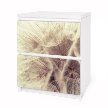 Papier adhésif pour meuble IKEA - Malm commode 2x tiroirs - Detailed Dandelion Macro Shot With Vintage Blur Effect