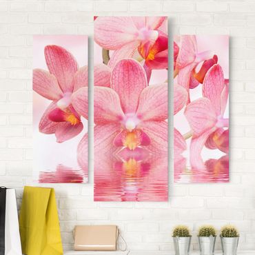 Impression sur toile 3 parties - Light Pink Orchid On Water