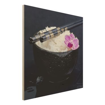 Impression sur bois - Rice Bowl With Orchid