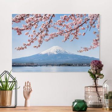 Impression sur toile - Cherry Blossoms With Mt. Fuji