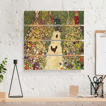 Impression sur bois - Gustav Klimt - Garden Path with Hens
