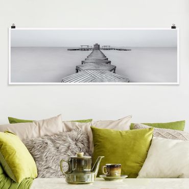 Poster panoramique noir et blanc - Wooden Pier In Black And White