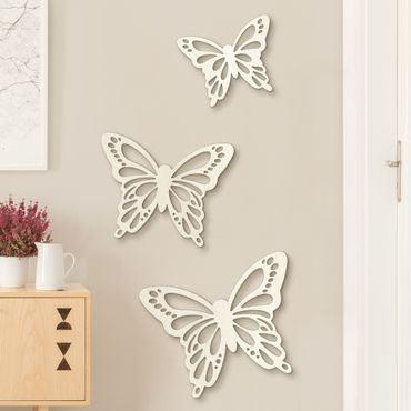 Déco murale en bois - Lot de 3 papillons