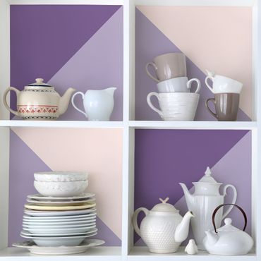 Papier adhésif pour meuble - 3 Violet Stripes Flower Colours & Light Contrast Colours