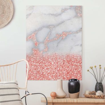 Impression sur toile - Marble Look With Pink Confetti