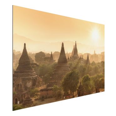Tableau sur aluminium - Sun Setting Over Bagan