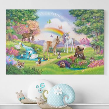 Impression sur toile - Enchanted Forest With Unicorn
