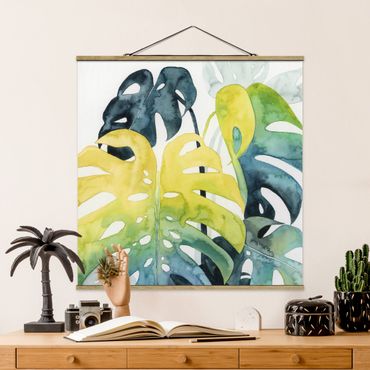 Tableau en tissu avec porte-affiche - Tropical Foliage - Monstera