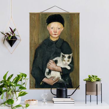 Tableau en tissu avec porte-affiche - Paula Modersohn-Becker - Boy with Cat