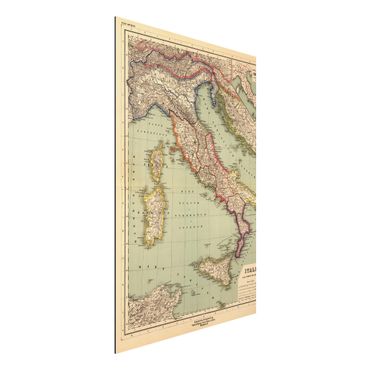 Tableau sur aluminium - Vintage Map Italy
