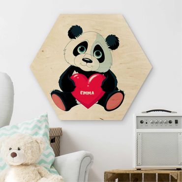 Hexagone en bois - Panda With Heart