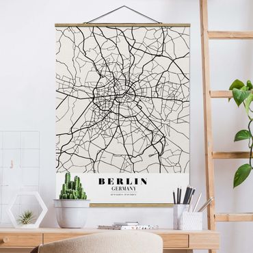 Tableau en tissu avec porte-affiche - Berlin City Map - Classic