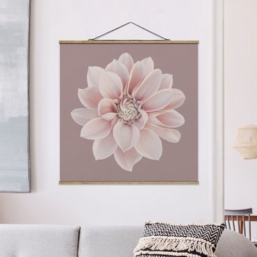 Tableau en tissu avec porte-affiche - Dahlia Flower Lavender White Pink