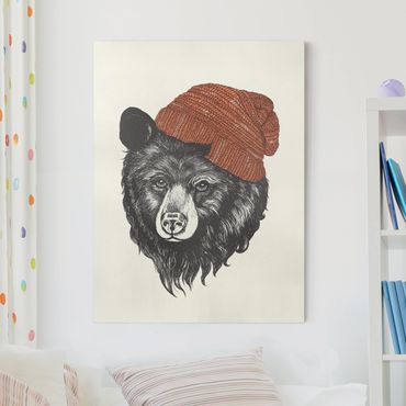 Tableau sur toile - Illustration Bear With Red Cap Drawing