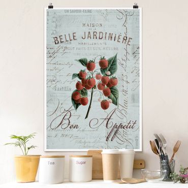 Poster - Shabby Chic Collage - Raspberry