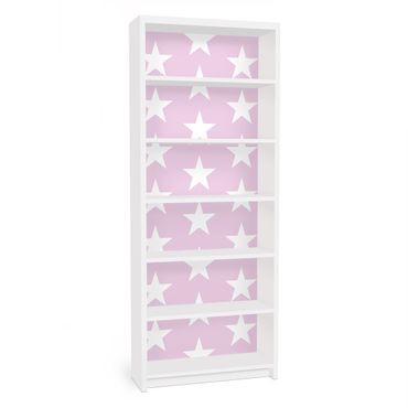 Papier adhésif pour meuble IKEA - Billy bibliothèque - White Stars On Light Pink