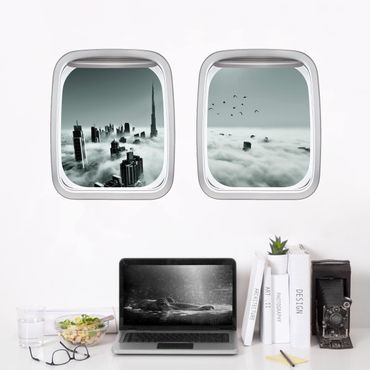 Sticker mural 3D - Aircraft Window Up And Above
