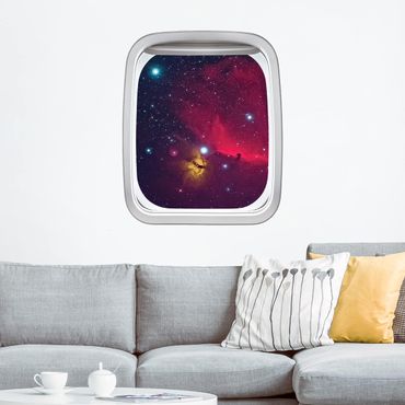 Sticker mural 3D - Aircraft Window Colourful Galaxy