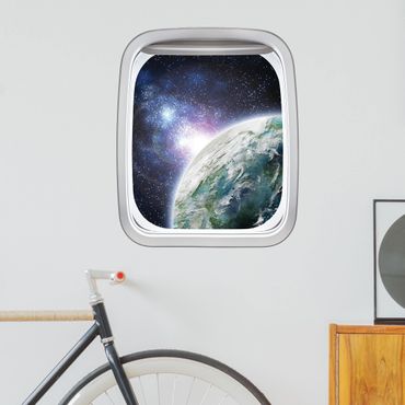 Sticker mural 3D - Aircraft Window Galaxy Light