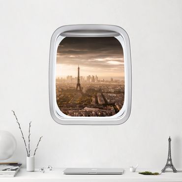 Sticker mural 3D - Aircraft Window Great View Of Paris