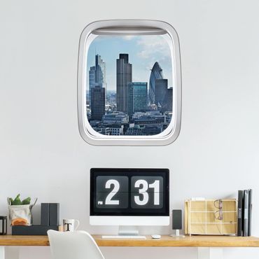 Sticker mural 3D - Aircraft Window London Skyline