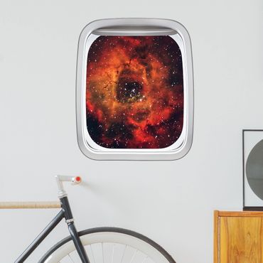 Sticker mural 3D - Aircraft Window Rose In Space