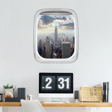 Sticker mural 3D - Aircraft Window Sunrise In New York