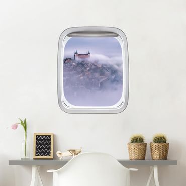 Sticker mural 3D - Aircraft Window City Toledo In The Mist