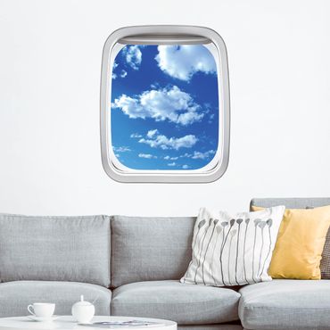 Sticker mural 3D - Aircraft Window Cloudy Sky