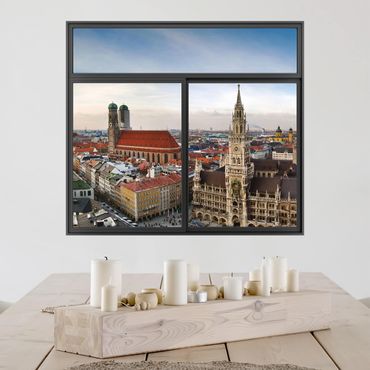 Sticker mural 3D - Window Black City Of Munich