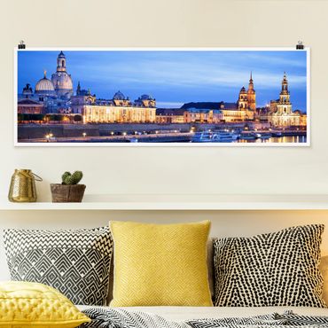 Poster panoramique architecture & skyline - Canaletto's View At Night