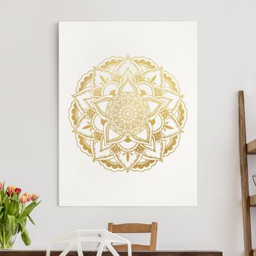 Impression sur toile - Mandala Illustration Ornament White Black