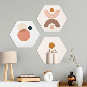 Hexagone en alu Dibond - Line Art Abstract Shapes Set II