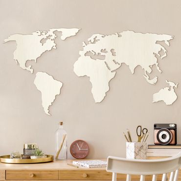 Déco murale en bois - Carte du monde 3d