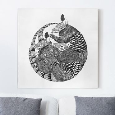 Tableau sur toile - Illustration Armadillos Black And White Pattern