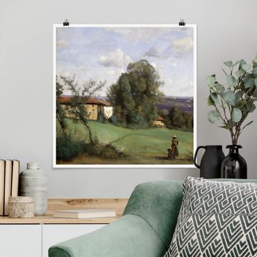 Poster - Jean-Baptiste Camille Corot - A Farm in Dardagny