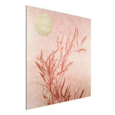Tableau en alu Dibond - Golden Sun Pink Bamboo