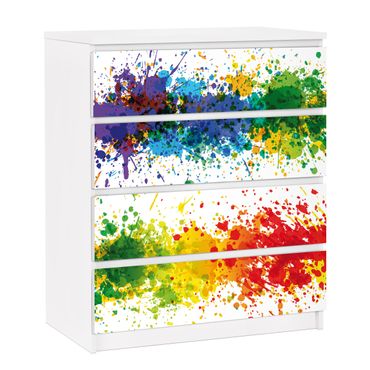 Papier adhésif pour meuble IKEA - Malm commode 4x tiroirs - Rainbow Splatter