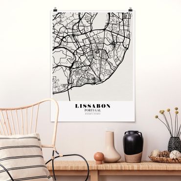 Poster cartes de villes, pays & monde - Lisbon City Map - Classic
