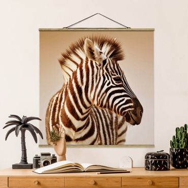 Tableau en tissu avec porte-affiche - Zebra Baby Portrait