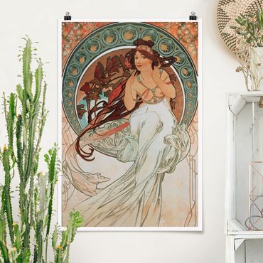 Poster reproduction - Alfons Mucha - Four Arts - Music