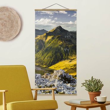 Tableau en tissu avec porte-affiche - Mountains And Valley Of The Lechtal Alps In Tirol