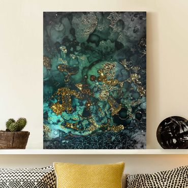 Impression sur toile - Golden Sea Islands Abstract