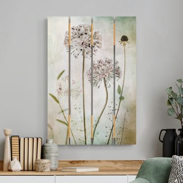 Impression sur bois - Allium flowers in pastel
