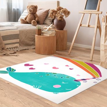 Vinyl Floor Mat - Cheerful Narwhal ll - Square Format 1:1